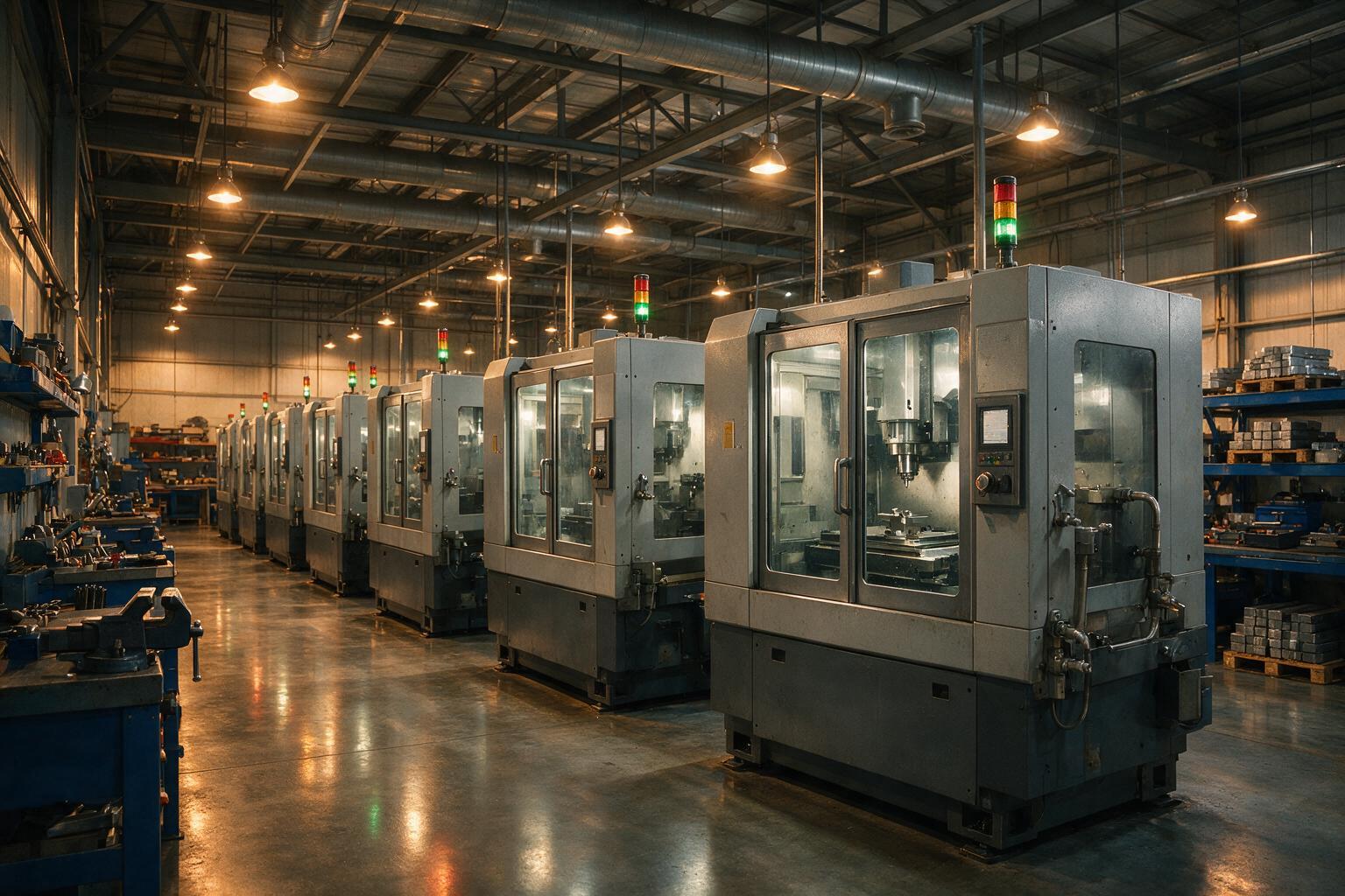 Row of CNC machining centers on the Sunmy Hardware shop floor