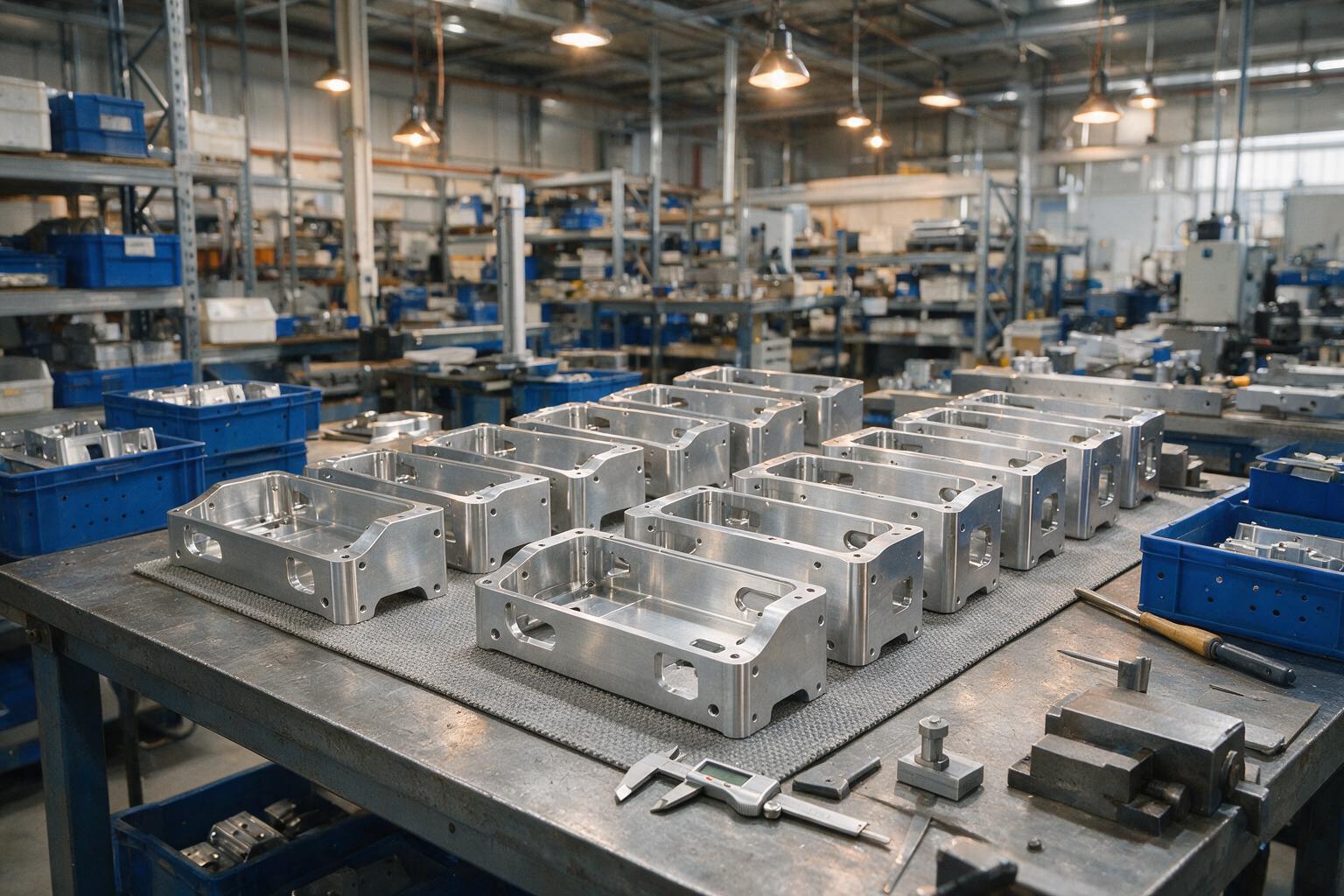 Robotics housings lined up on the inspection table