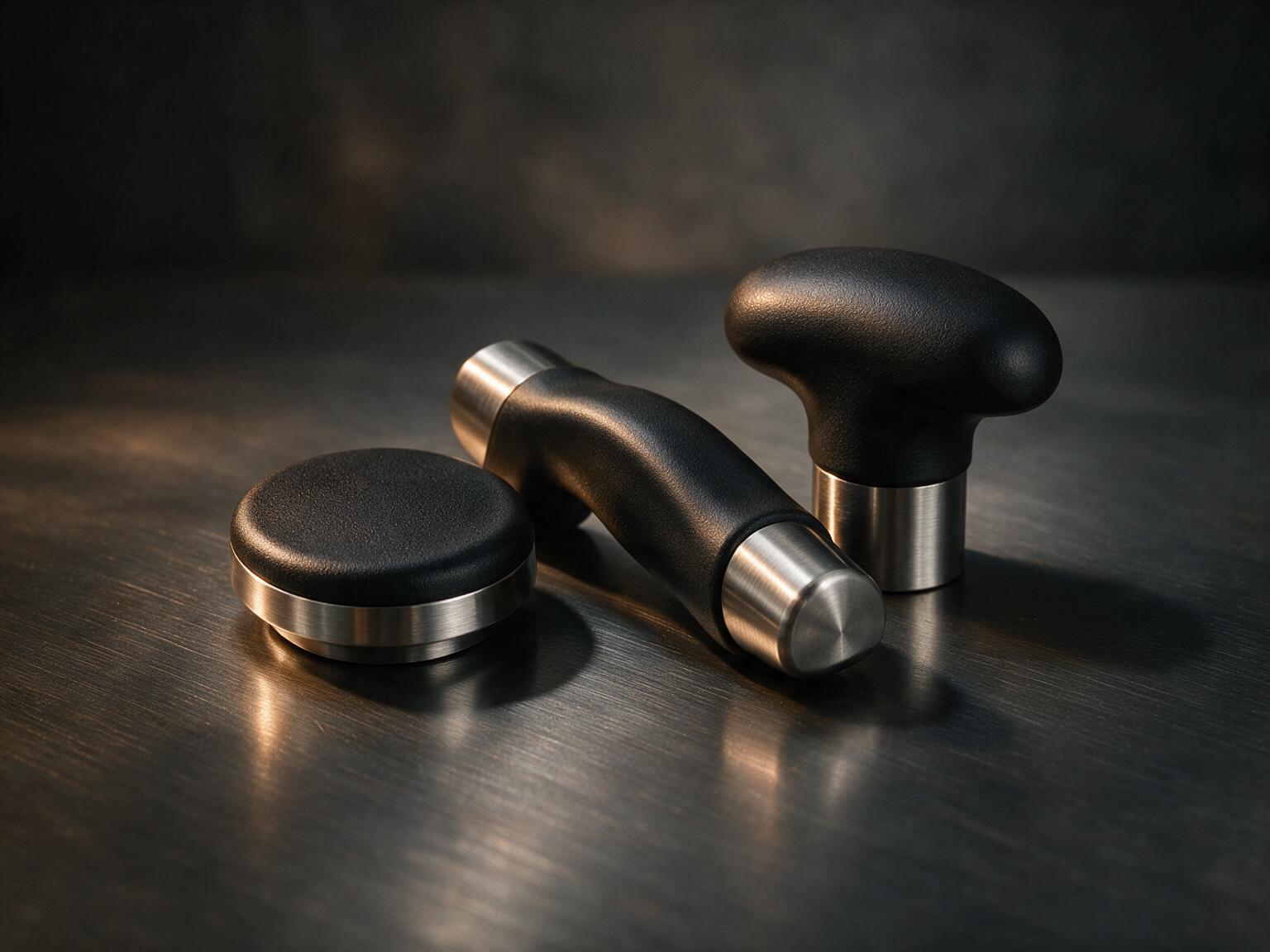 Overmolded soft-touch plastic knobs on steel cores