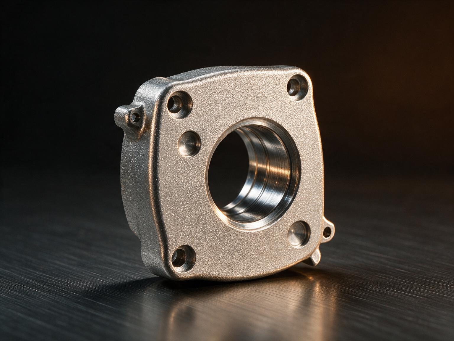 Small zinc die cast housing with bead-blasted matte finish
